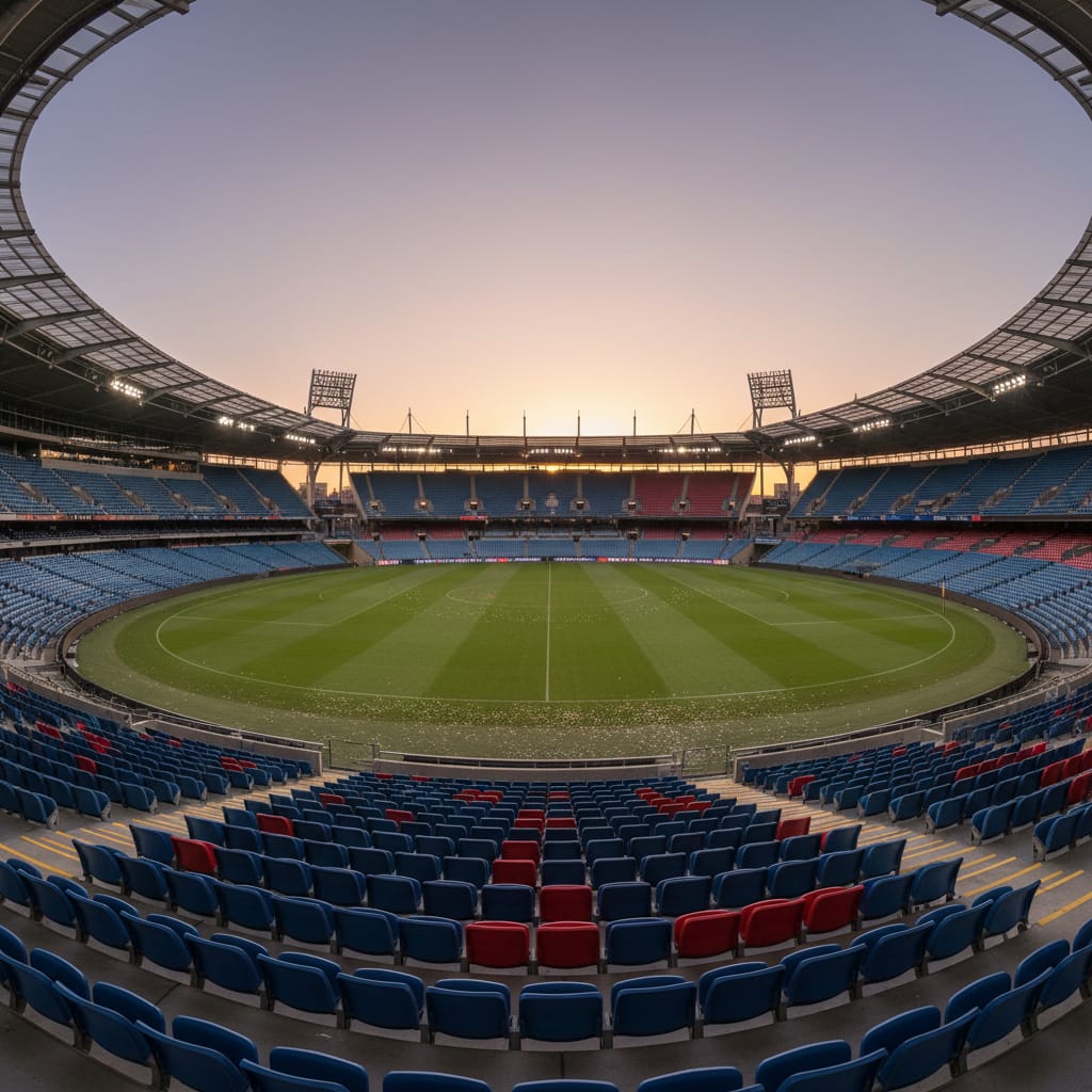 Empty stadium at twilight